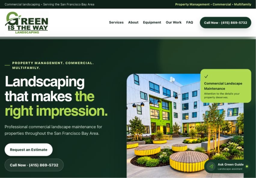 Green Is The Way commercial landscaping website